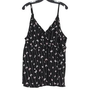 Torrid Tank Top Georgette Wrap Butterfly Y2K Cottage Fairy Ruffle Black 2 2X